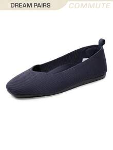 DREAM PAIRS Machine Washable Arch Support Flats Comfortable EVA Outsole Flats Bussiness Causal Shoes - Màu xanh hải quân - Xem 1