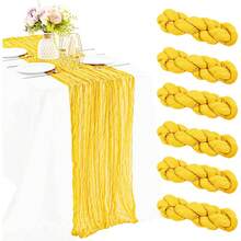 2/4/6/8/10pcs Cheese Cloth Table Runners, Muslin Cheesecloth Tablecloths For Bridal Shower Decor, Boho Country Style Wedding, Party, Birthday Summer Gifts Beach Back To School School Supplies Room Decor - Yellow - View 2