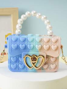[Small] 1pc Girls Silicone Jelly Bag, Dual-Sided Bubble Heart Shaped Crossbody/Coin Purse, Suitable For Daily Use - Multicolor - View 9