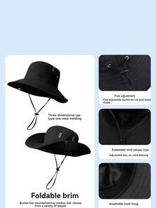 1 Pc Multi-Wear Classic Design Wide Brim Hat, Makes The Face Look Smaller, Simple & Fashionable, Protects Against Sun, Wind & UV, Foldable For Easy Storage, Suitable For Hiking, Outdoor Travel, Parties, Camping And Various Occasions - Multicolor - View 12