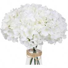 8 件白色绣球花人造花，带茎仿绣球花人造花头，适用于婚礼新娘订婚装饰、单身派对生日周年派对用品、美学房间装饰、家居装饰