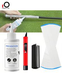 FINGER TEN Golf Grip Kits For Regripping Golf Clubs - Professional Quality - Include Hook Blade, 15 Tape Strips, 5 Oz Solvent, Grip Tape Remover - White - View 1