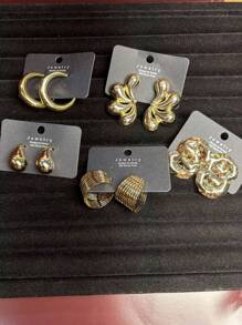 Conjunto * 5 pares de brincos modernos, adequados para uso casual, trabalho, festas noturnas e férias.