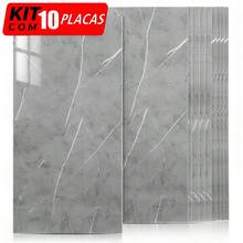 Kit 10 3D Wall Panels Self-Adhesive Marble Coating Washable Vinyl - Grey - View 1