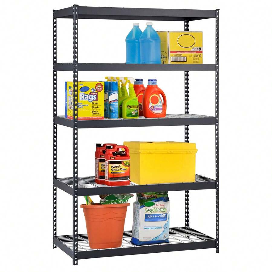 Muscle Rack 48"W X 24"D X 72"H 5-Shelf Steel Freestanding Shelving Unit; 1,000 Lbs. Capacity Per Shelf; Black - 1 - View 1