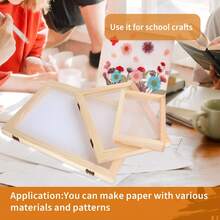 3 件木制造纸框架，木制造纸屏风，造纸模具造纸屏风，3 种尺寸木制框架，适合 DIY 纸工艺制作