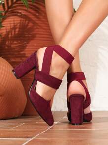 Neue Sommer Spitzschuh Absatz Kreuz Riemen Französisch Retro rückenfrei Sandalen, vielseitige High Heel Pumps