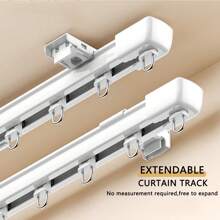 1 Set 23.26-41.54 Inch, 27.56-49.21 Inch Extendable Wall Or Ceiling Mount Curtain Track System, Suitable For Track Curtains, Expandable Ceiling Curtain Rail, Room Divider Rod, Fully Adjustable Sliding Curtain Track (No Assembly Required)