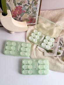 XIANG YU 1个复古简约便携式隐形眼镜盒，透明设计，适合存放和保养多种镜片，包括隐形眼镜和彩色镜片，时尚优雅。 - 護理盒 - 查看 14