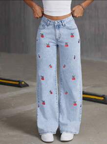 Girl & Teen Girls Fashion Street Style Jeans, Bow Embroidery Detail, Comfortable And Casual