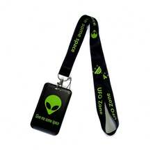Alien Themed Space Name Badge, Lanyard, Card Holder, Neck Strap, Keychain Lanyard, Certificate Stand, ID Badge Holder - Black - View 5