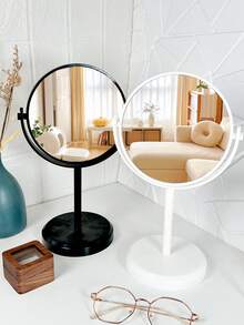 1个超大双面哑光欧式桌面公主镜，化妆镜，价格实惠，可用于房间装饰、梳妆台、旅行、卧室、化妆配件、镜子、化妆镜、价格实惠、圣诞礼物、化妆品、化妆工具、便宜货、礼物、女士礼物、圣诞礼物 - 白色 - 查看 3