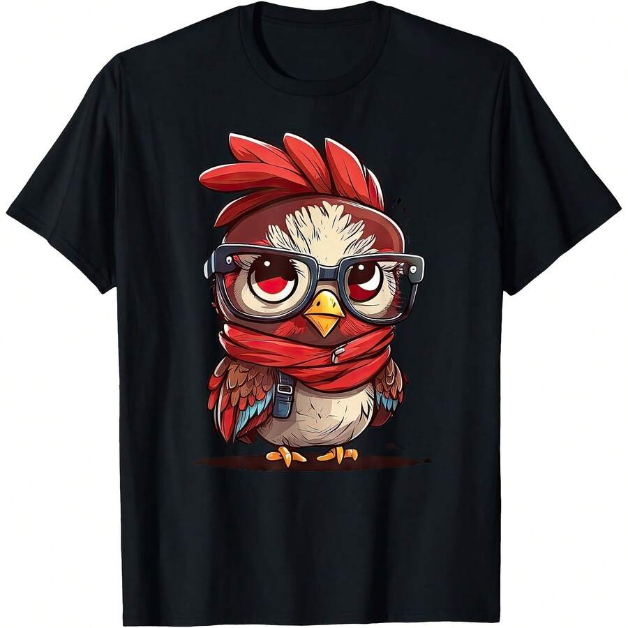 Cute Chicken With Bandana Headband And Glasses Women Girl T-Shirt - màu đen - Xem 1