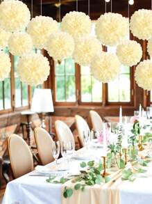 8 pièces Grandes fleurs en papier pompon fond blanc ivoire à suspendre, pour anniversaire, mariage, demande en mariage, fête entre amis, enterrement de vie de jeune fille, anniversaire, fête de fin d'études