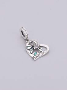 1 pièce Bijou fait main en argent sterling 925 avec Zirconia, motif feuille de palmier et flamant rose. Cadeau unisexe pour Noël