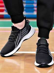 Trendy versátil a cuadros de malla transpirable de los hombres zapatos deportivos casuales, la moda antideslizante resistente al desgaste zapatillas de tenis planas, nueva cabeza redonda con cordones de baloncesto zapatos para correr