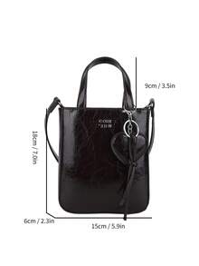 1 pieza Bolso de mano de mujer de unicolor de PU con cierre de cremallera, bolso de mano de moda como regalo para una cita - Café - Ver 3