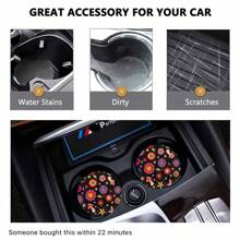 2 pièces Dessous de verre à motif floral pour voiture, tapis de voiture stylé et , séchage rapide et antidérapant