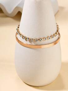 2 piezas de pulsera, pulsera pequeña, delicada, minimalista, para usar en la muñeca, joyería para mujer