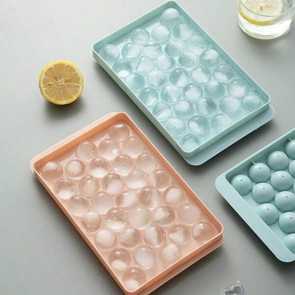 1pc 33-Grid Plastic Refrigerator Ice Cube/Candy/Jelly/Pudding Mold With Lid, Random Color