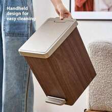 Cestino dei rifiuti con pedale 12L/16L, bidone della spazzatura di alta gamma con finitura in legno, con doppio scomparto e coperchio, impermeabile, per uso domestico, salotto, bagno, toilette, per l'organizzazione della cucina