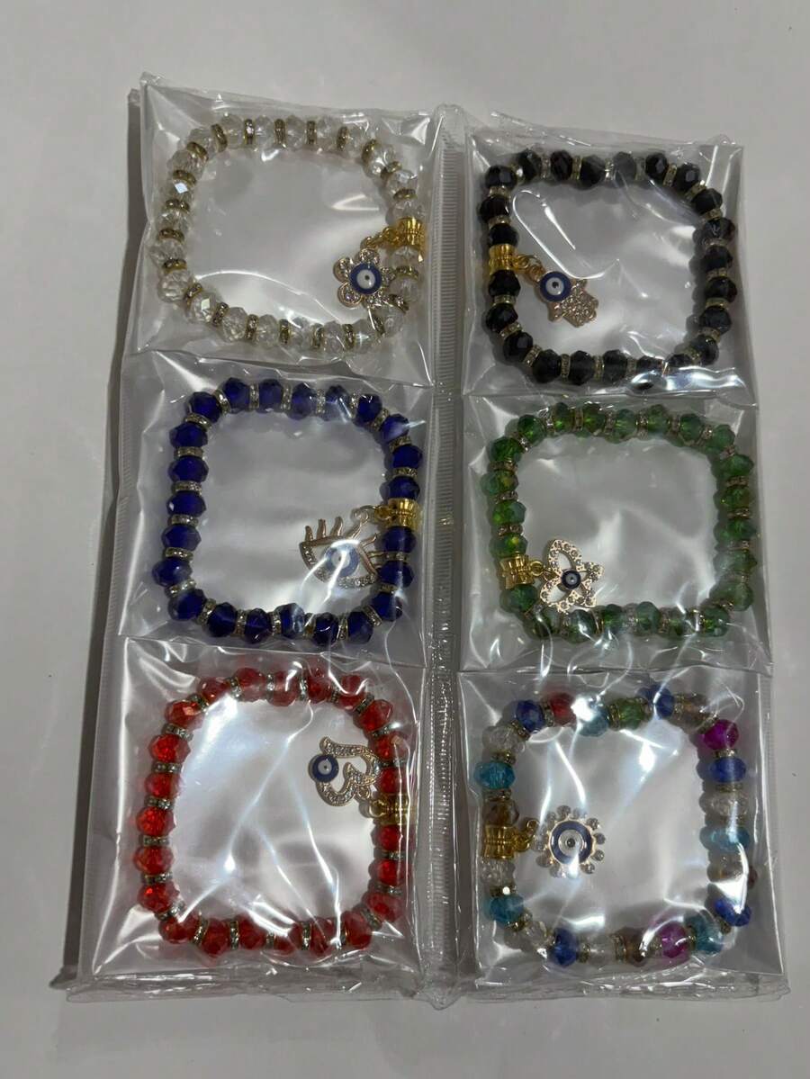 Kit 6 Units Women's Bracelets Beads With Delicate Pendant - 彩色 - 查看 1