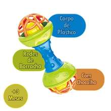 Mordedor para Bebe Sensorial Macio com Chocalho - Multicolorido - Visão 4