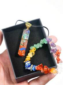 1pc/Set Round, Moon, Rectangular, Slim Rectangular 7 Chakra Necklace And Bracelet Combination, Best Gift For Family And Friends
