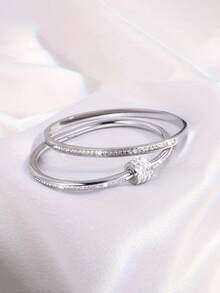 Stainless Steel Rhinestone Bangle Set, Fashion Versatile Design, Suitable For Gifts And Daily Wear - Yellow Gold - View 4