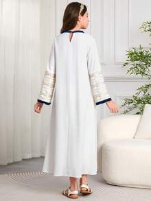 Tween Girl Middle East/Arab Style Embroidered Robe, Southeast Asia Dubai Long Robe - Multicolor - View 2
