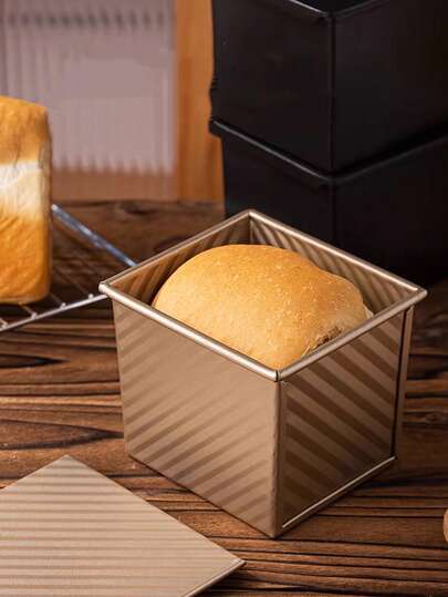 قالب خبز غير لاصق - قالب خبز مربع - قالب خبز مربع ذهبي مموج مع غطاء - لصنع الخبز المنزلي DIY - قالب خبز - أداة خبز للمناسبات