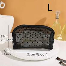 5pcs/Set Black Mesh Organizer Bags, Portable Cosmetic Makeup Toiletry Storage Pouch, Simple Travel Makeup Bag
