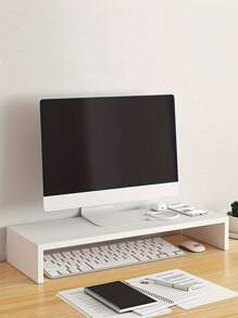 1pc Wooden Monitor Stand For Desk, Monitor Riser, Wooden Monitor Riser Desk Storage Cabinet Computer TV Shelf, Saving Desk Space Elevating Computer Stand With Keyboard Management, For Office And Dormitory Use,School Supplies,Back To School