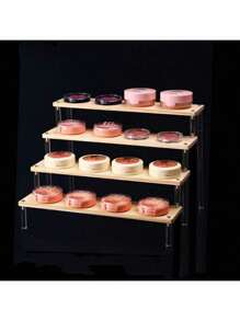 Wooden Desktop Dessert Display Rack, Decorative Display Storage Shelf For Nail Polish, Fragrance, Scented Candles, Air Freshener, For Desk, Office, Vanity, Bedroom, Bathroom, Home, Dorm, Room Storage