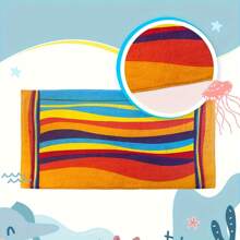 1 Piece Extra Large Striped Beach Towel With Blue Turtle & Starfish Design, Bohemian Style Beach Cover Up, Super Soft & Absorbent, Quick Drying, Vibrant Stripes, Suitable For Travel, Yoga, Camping, Swimming - Perfect Bath Towel, Camping Gear | Tropical Style | Polyester Blend Summer Travel, Vacation Holiday Bathroom Decor Beach Essentials