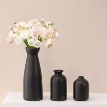 Decoración minimalista, jarrón de flores secas, mesa de comedor moderna, arreglo floral para sala de estar, set de jarrones, decoración, arreglo floral para sala de estar, decoración de jarrón blanco, estilo Ins, alto valor estético, arreglo floral, decoración de sala de estar, jarrón de flores minimalista nórdico moderno, arreglo de flores artificiales, sala de estar del hogar, set de arreglo floral de escritorio, jarrón de vidrio para decoración del hogar - Negro - Ver 3