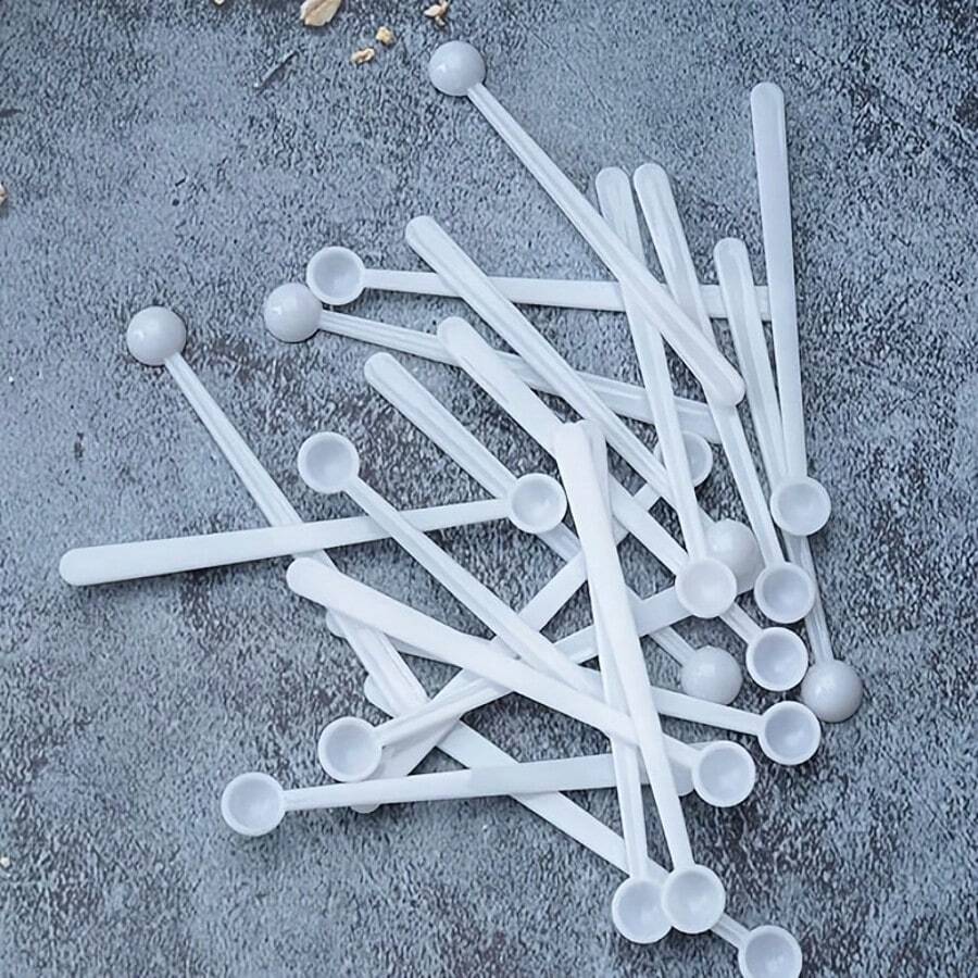 5pcs Miniature Measuring Spoons Set, 0.005oz/0.15ml - For Baking, Glitter Resin, Kitchen Mixing Of Small Powders - White - View 1