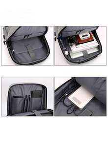 Baila Morena Men's Backpack Anti-Theft USB Cable Anti-Sweat Water-Resistant Fabric Large Capacity Multi-Pockets Adjustable Strap - 黑色 - 查看 3