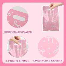 10/30/50Pcs Pink Bow Party Favor Bags Bow Goody Candy Bags, Pink Bow Party Treat Bags Party Supplies Decorations For Pink Bow Birthday Shower Part Retail Shopping Bags - Multicolor - View 7
