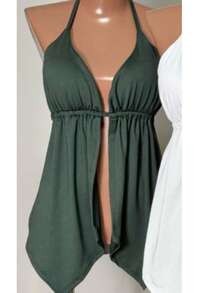 Cropped Boho Chic Fashion Curtain  2025 - Army Green - View 2