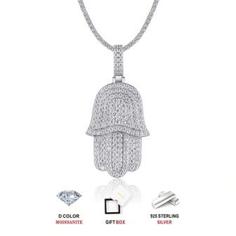 1 pezzo di collana con ciondolo "Mano di " a mosaico, placcato in argento sterling 925 e oro 18 carati, ipoallergenico, design elegante, regalo perfetto, con certificato