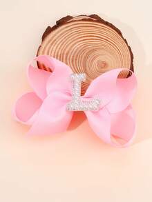 1pc Pearl 26 Letter Fashionable Hot Pink Bow Hair Clip For Girls, Optional A-Z Name Letter Large Upturned Hair Clip For Girls, Teens Hair Accessories Gift - Pink - View 28