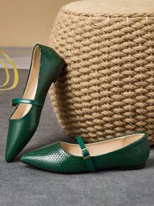 1 par de zapatos planos de punta fina para mujer suave, cómodos para el trabajo, versátiles mocasines slip-on, zapatos casuales de bailarina con tacones bajos