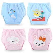 4 件可调节、防水、可重复使用的尿布裤，适合幼儿男孩和女孩，如厕训练，防漏，四季皆宜的礼物 - 彩色 - 查看 10