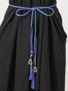 1 chiếc thắt lưng tua rua màu trơn cho nữ, dây thắt lưng trang trí tháp thời trang cho váy mùa thu, mùa đông, Halloween - thắt lưng - Xem 3