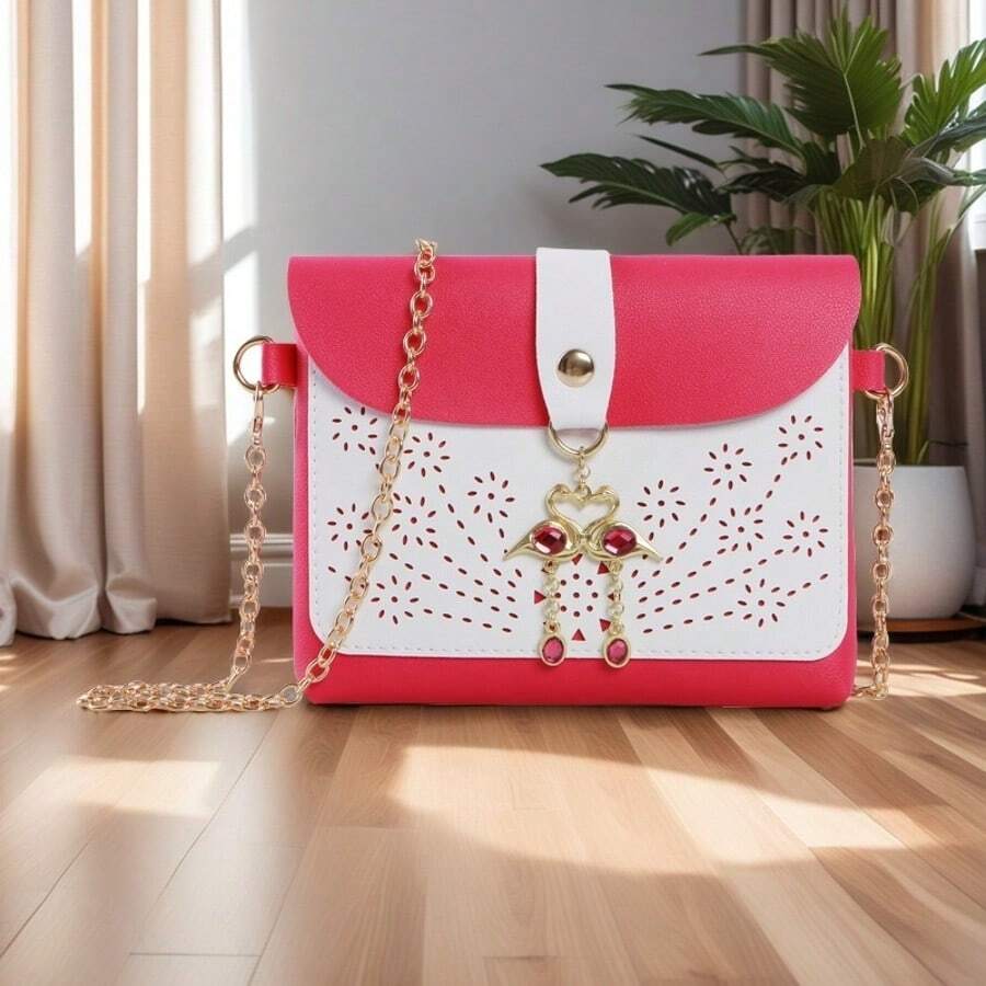 Ladies' Shoulder Bag, Crossbody Bag, Detachable Shoulder Strap - Hot Pink - View 1