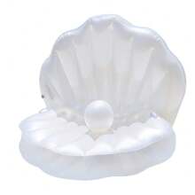1pc Inflatable Pearl Shell Floating Swimming Pool Lounger, PVC Thick Material Outdoor Leisure Pool Party Bed
