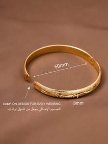 1/3/6pcs Traditional 24k Gold Plated Handcrafted Star And Angel Wing Design Bangles, Suitable For Daily Wear And Gift For Women, No Box Included - Gold - View 5