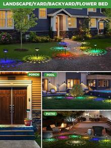2/4/6pcs Bright Solar Pathway Lights ,Color Changing+Warm White LED Solar Lights Outdoor,Solar Path Lights,Solar Powered Garden Lights For Walkway Yard Backyard Lawn Landscape Decorative - Warm Light + Color Light - View 7