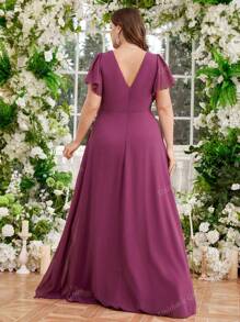 UNITHORSE Vestido maxi elegante con escote en V profundo sin tirantes, cintura plisada y efecto estilizante para mujer, vestido de dama de honor para ocasiones elegantes